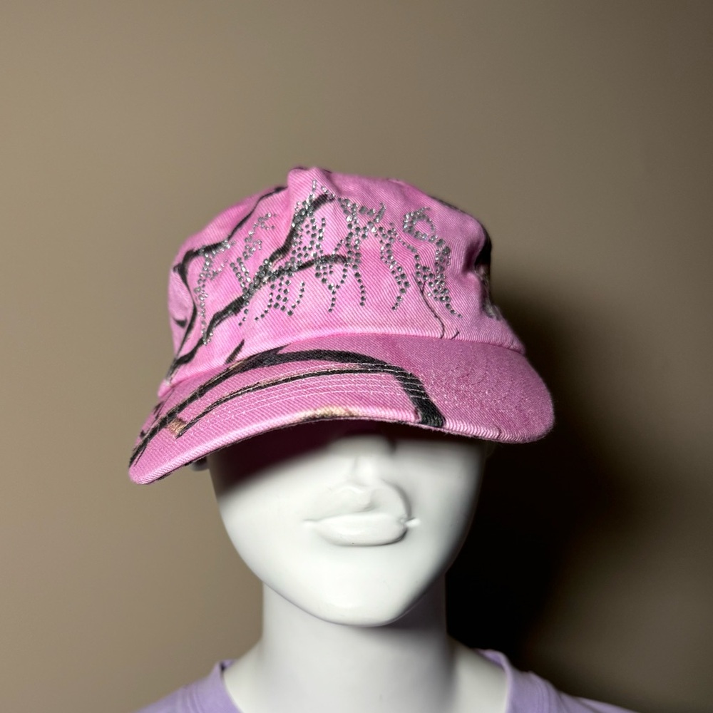 Pink Camouflage Rhinestone Baseball Cap - Picture 4 of 8